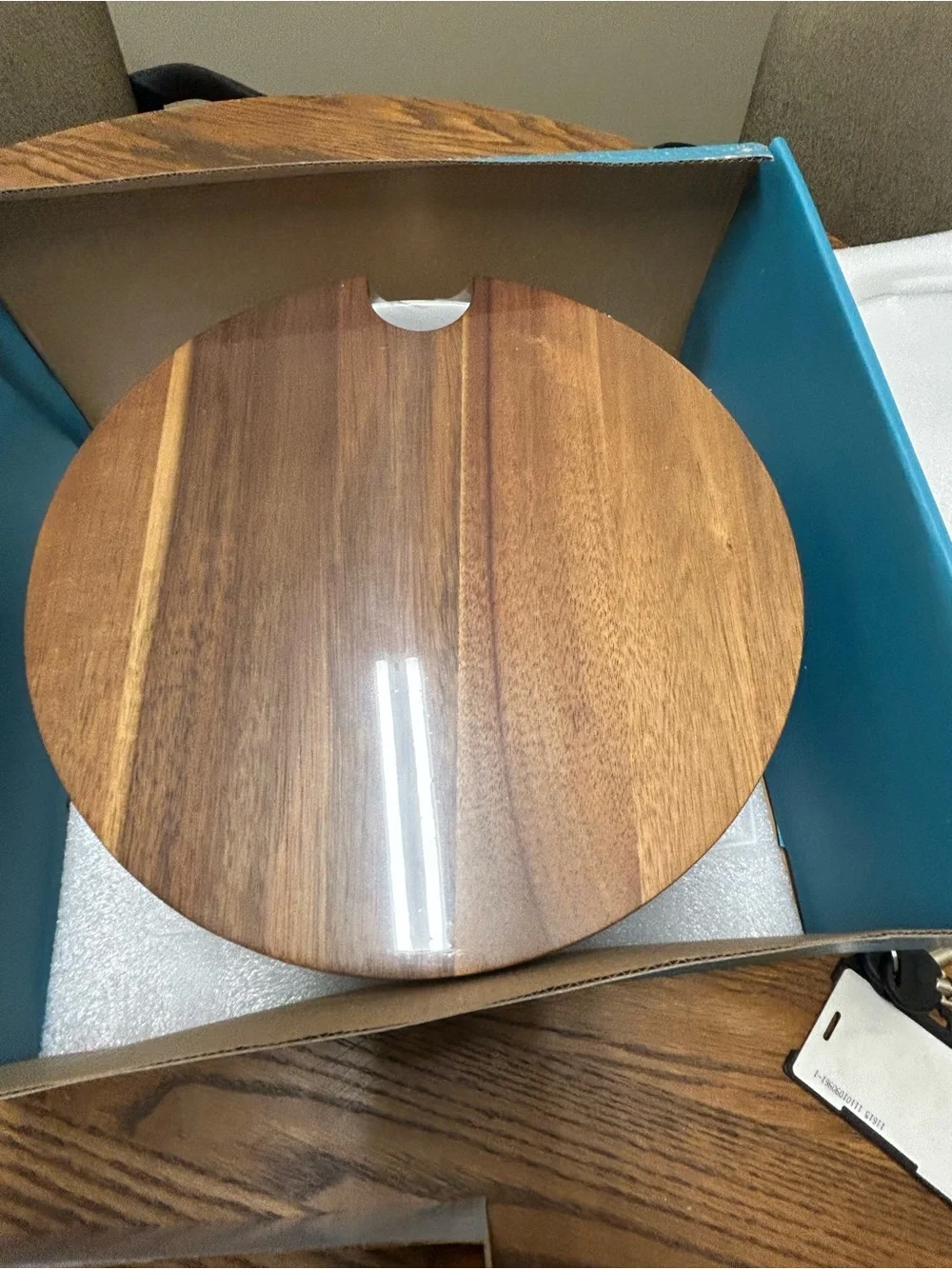 Nambe White Ceramic Serving Bowl with Walnut Wood Lid and Servers
